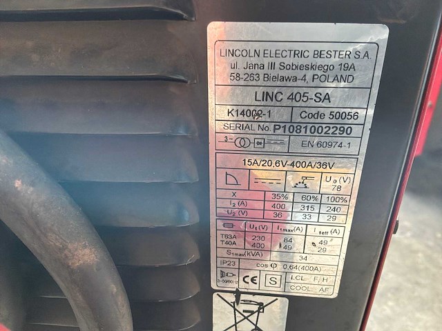 Lincoln electric linc 405-sa k14002-1 elektrode lasapparaat - afbeelding 7 van  7