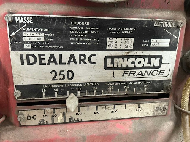 Lincoln france idealarc 250 mma lasapparaat gelijkstroom - afbeelding 2 van  8