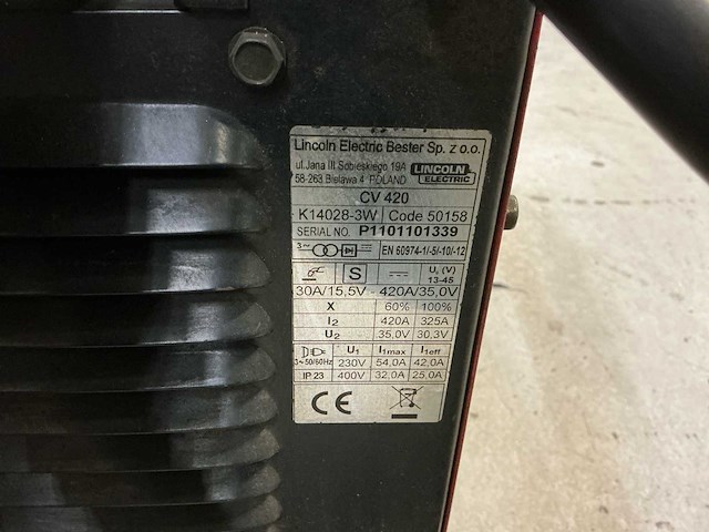 Lincoln idealarc cv420 mig lasapparaat - afbeelding 8 van  20