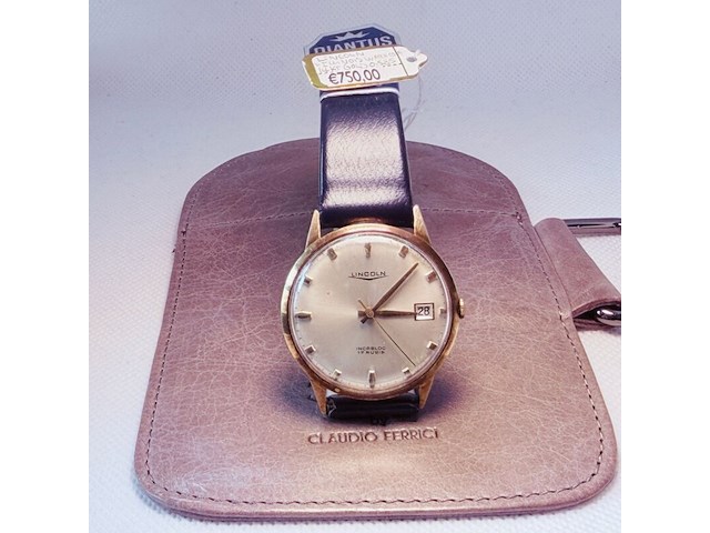 Lincoln ''illinois watch co.'' 14kt gouden herenhorloge - afbeelding 1 van  6