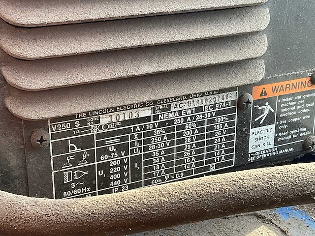 Lincoln invertec v250-s elektrode lasapparaat - afbeelding 7 van  9