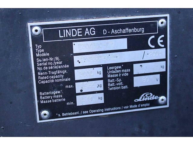 Linde - - e30s - vorkheftruck - afbeelding 10 van  11
