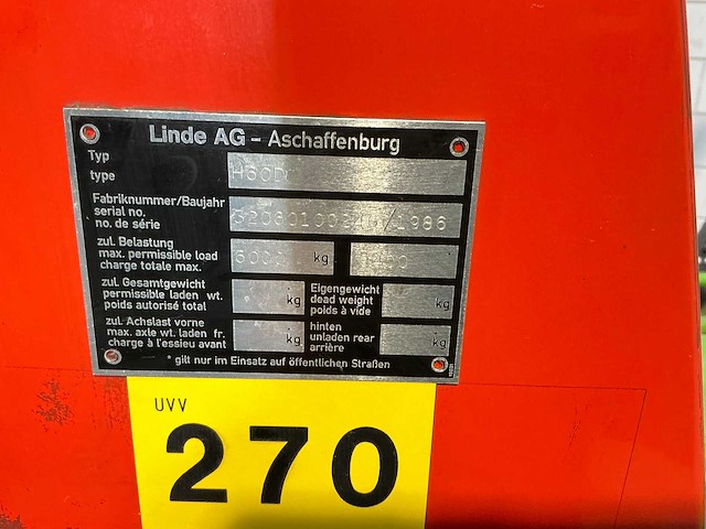 Linde - 1986 - h60d - vorkheftruck - afbeelding 13 van  13