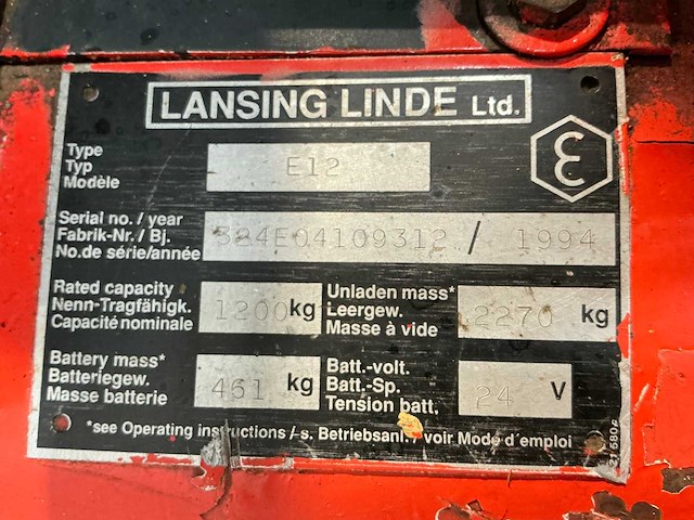 Linde - 1994 - e12 - vorkheftruck - afbeelding 17 van  17