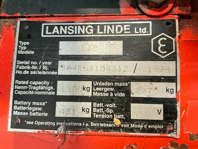 Linde - 1994 - e12 - vorkheftruck - afbeelding 17 van  17