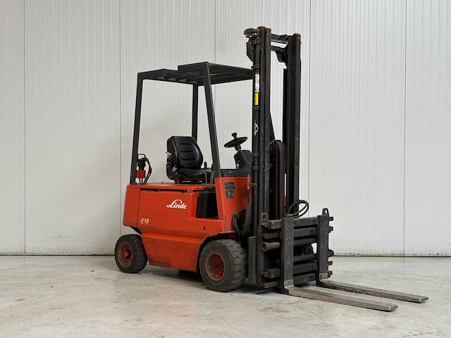 Linde - 1995 - e18p - 3.7m duplex, brede vorkversteller, free-lift, side-shift - vorkheftruck - afbeelding 1 van  8