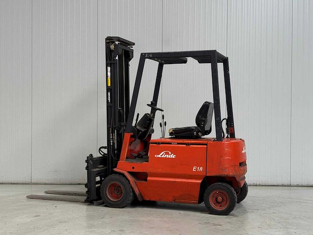 Linde - 1995 - e18p - 3.7m duplex, brede vorkversteller, free-lift, side-shift - vorkheftruck - afbeelding 2 van  8