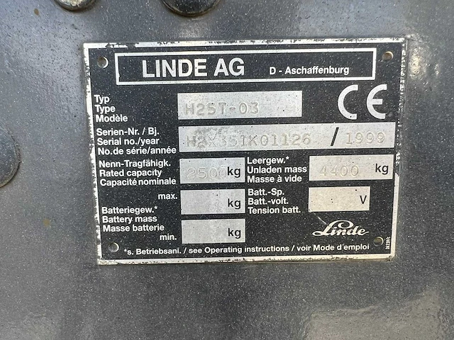 Linde - 1999 - h25t-03 - vorkheftruck - afbeelding 6 van  15