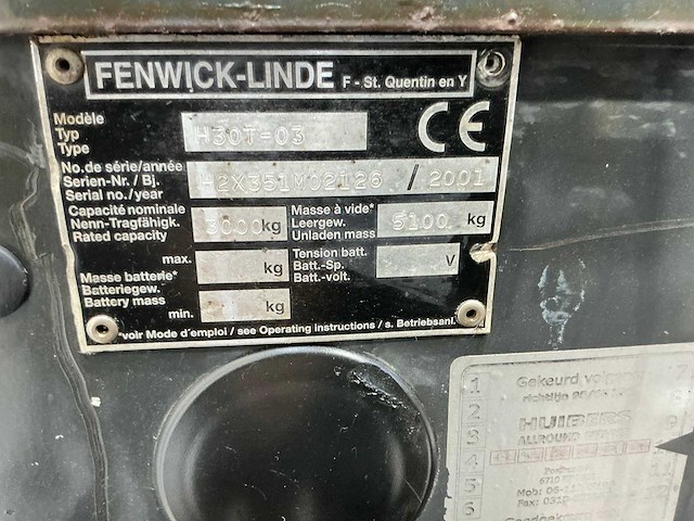 Linde - 2001 - h30t - vorkheftruck - afbeelding 17 van  18