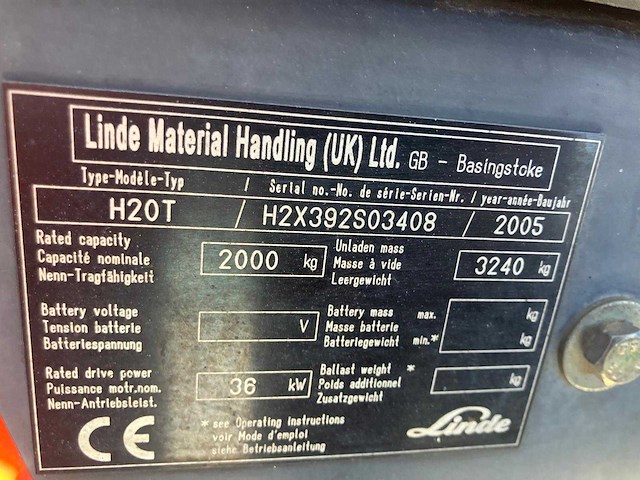 Linde - 2005 - h20 t - vorkheftruck - afbeelding 5 van  13