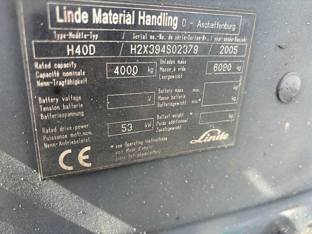Linde - 2005 - h40d - vorkheftruck - afbeelding 3 van  11