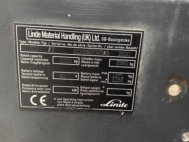Linde - 2006 - e20 - vorkheftruck - afbeelding 20 van  20
