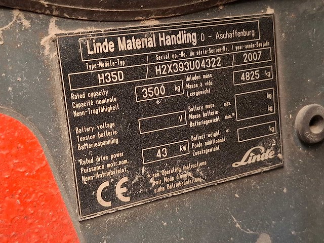 Linde - 2007 - h35d - vorkheftruck - afbeelding 17 van  19