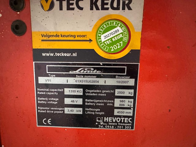Linde - 2007 - v11 - elektrische orderpicker reach truck - afbeelding 11 van  12