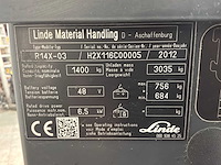 Linde - 2012 - r14x-03 - reachtruck - afbeelding 8 van  19