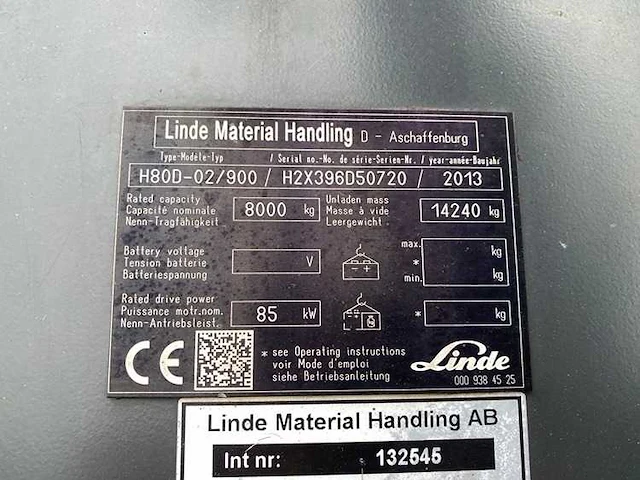 Linde - 2013 - h80d-02/900 - 6.5m triplex, free-lift - vorkheftruck - afbeelding 12 van  12
