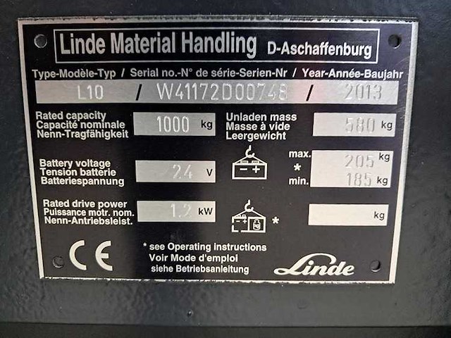 Linde - 2013 - l10 - 150 uren - stapelaar - afbeelding 10 van  10