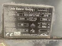 Linde - 2015 - e20ph-02 - 6.07m triplex, free-lift, side-shift - vorkheftruck - afbeelding 6 van  6