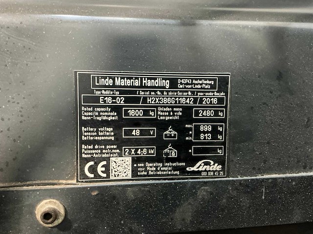 Linde - 2016 - e16-02 - vorkheftruck - afbeelding 2 van  19