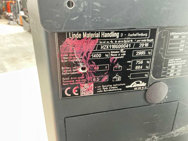 Linde - 2016 - r14x-03 - reach truck - afbeelding 7 van  18