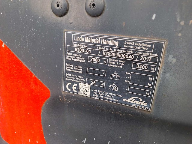 Linde - 2017 - h20d - side-shift - vorkheftruck - afbeelding 3 van  12