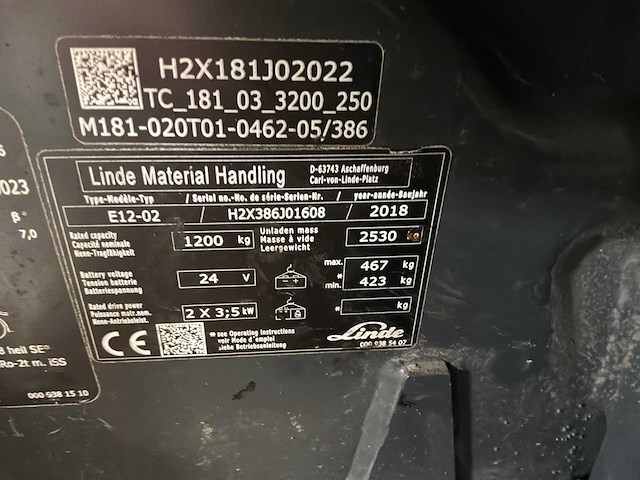 Linde - 2018 - e12-02 - vorkheftruck - afbeelding 4 van  18