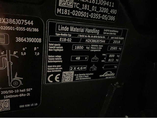 Linde - 2018 - e18-02 - vorkheftruck - afbeelding 7 van  12