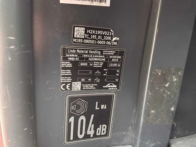 Linde - 2019 - h80d - vorkheftruck - afbeelding 8 van  17