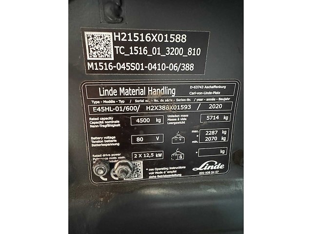 Linde - 2020 - e-45-hl-01-600 - vorkversteller, side-shift - vorkheftruck - afbeelding 4 van  15