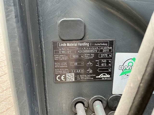 Linde - e16c-01 2025 batterij - forklift trucks - 2011 - afbeelding 4 van  14