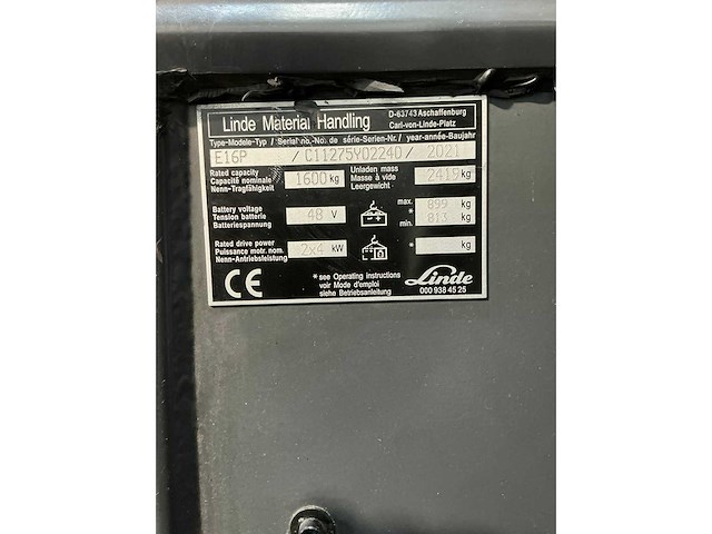 Linde - e16p - 2021 - 4.62m triplex, side-shift - vorkheftruck - afbeelding 14 van  21