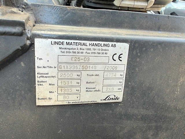 Linde - e25-03 - heftruck - afbeelding 12 van  18