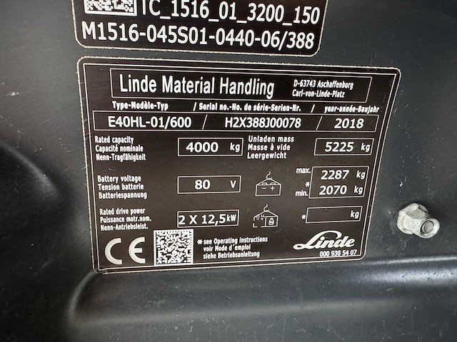 Linde - e40hl-01/600 - forklift trucks - 2018 - afbeelding 2 van  9