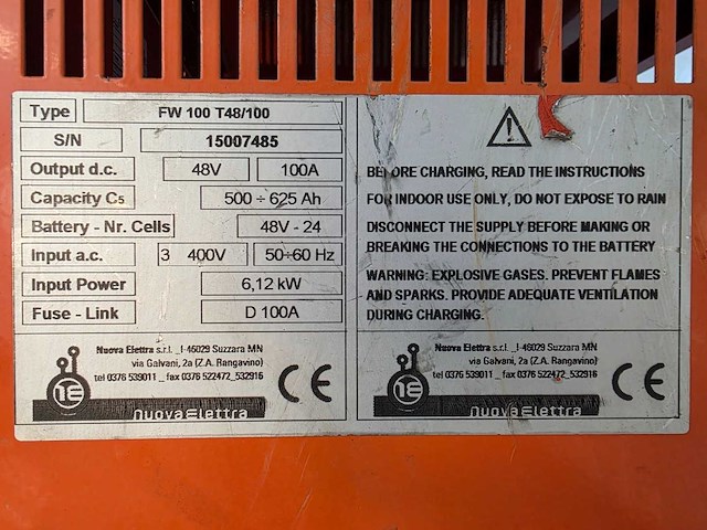 Linde - fw100 t48/100 48v 100 a - acculader - afbeelding 4 van  7