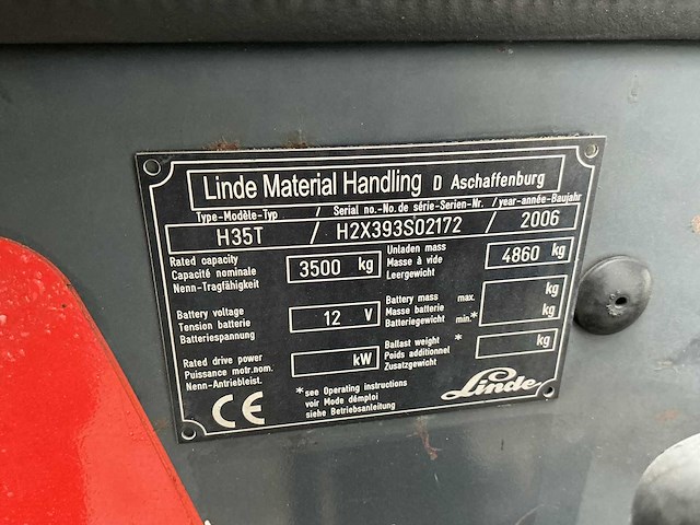 Linde - h-35-t (393) - forklift trucks - 2006 - afbeelding 5 van  5