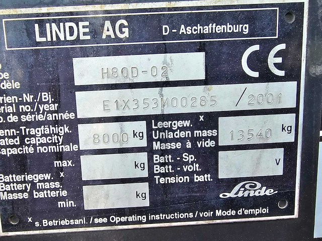 Linde - h80d - 4.5m duplex, vorkversteller, side-shift - vorkheftruck - afbeelding 16 van  24