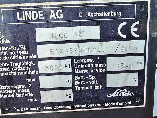 Linde - h80d/900 - 4.5m duplex, vorkversteller, side-shift, dichte cabine, vorkheftruck - afbeelding 16 van  24