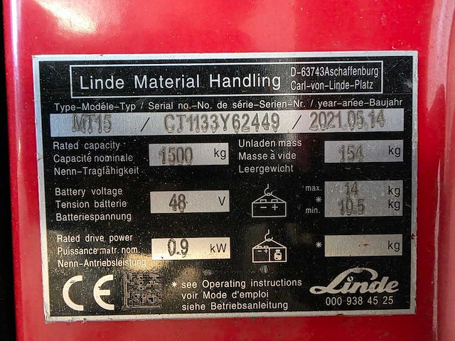 Linde - mt15 - palletwagen 1500 kg - afbeelding 12 van  14