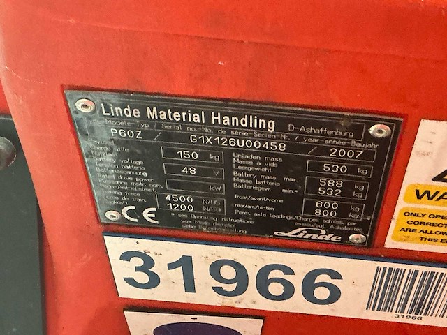 Linde - p60z - takelwagens - 2007 - afbeelding 11 van  12