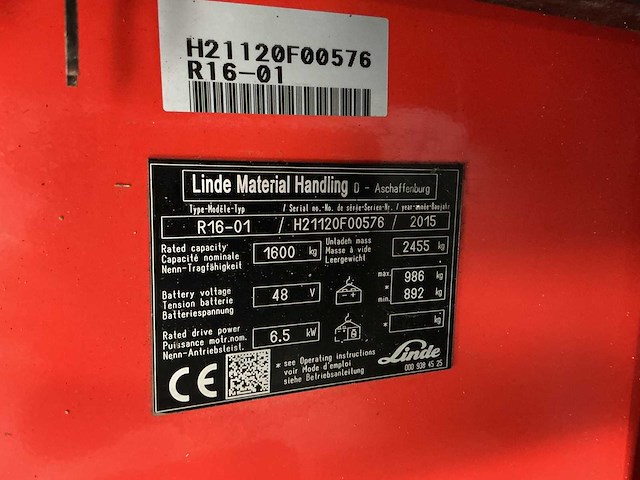 Linde - r16-01 - reach heftruck - 2015 - afbeelding 3 van  11