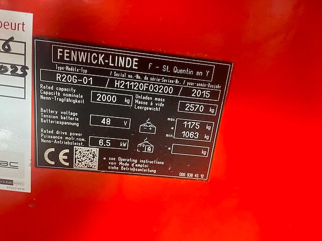 Linde - r20g-01 - reach forklift - 2015 - afbeelding 10 van  10