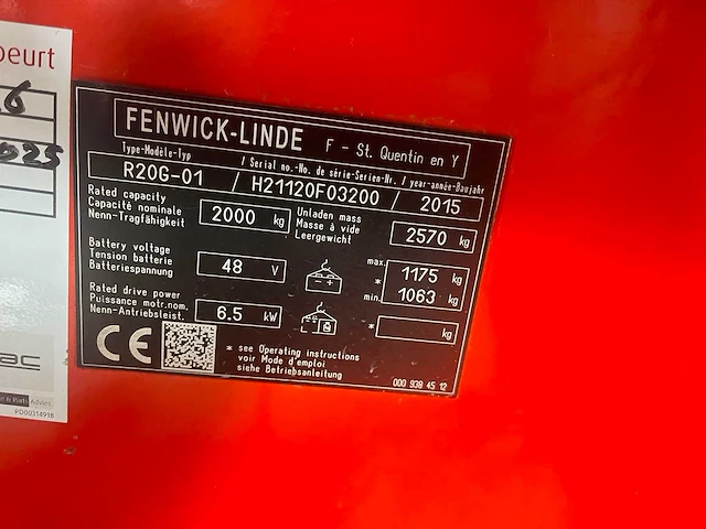 Linde - r20g-01 - reach forklift - 2015 - afbeelding 10 van  10