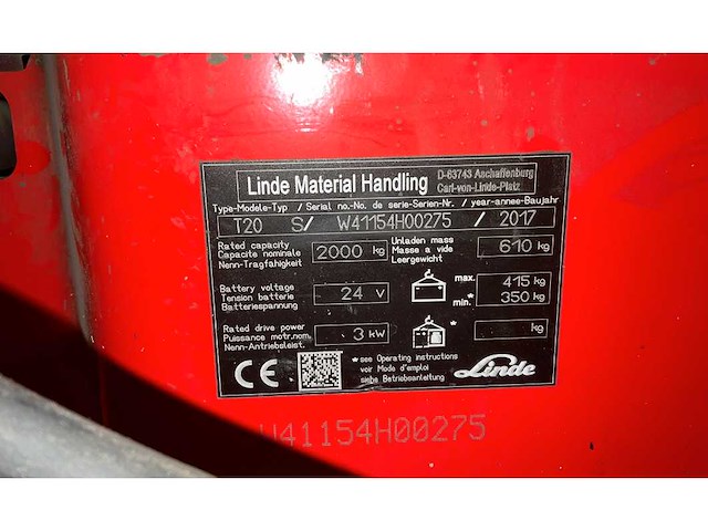 Linde - t20 - elektrische pallettrucks - 2017 - afbeelding 2 van  5