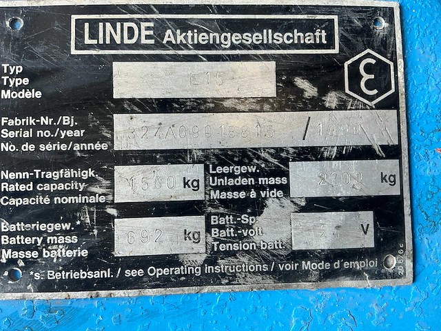 Linde e15 vorkheftruck - afbeelding 13 van  21