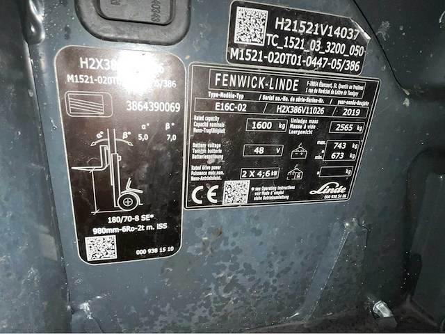Linde e16c-02 - vorkheftruck - triplex - freelift - sideshift - 2019 - 5714 uur - afbeelding 6 van  19