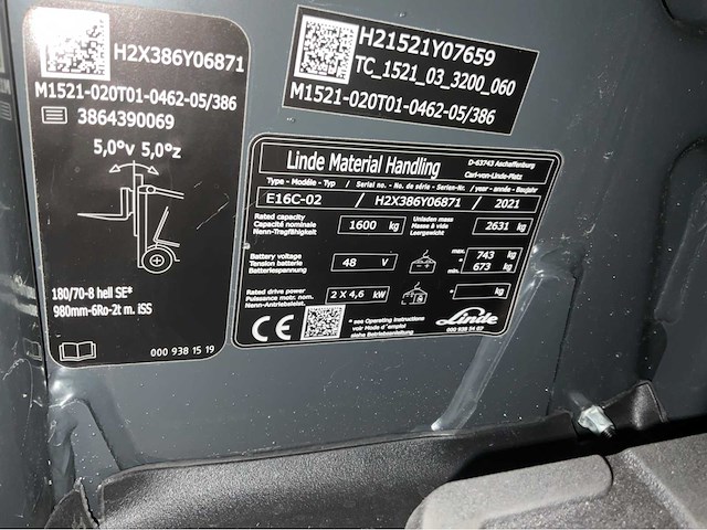 Linde e16c-02 - vorkheftruck - triplex- sideshift - freelift - 1704 uur - bj 2021 - afbeelding 5 van  20