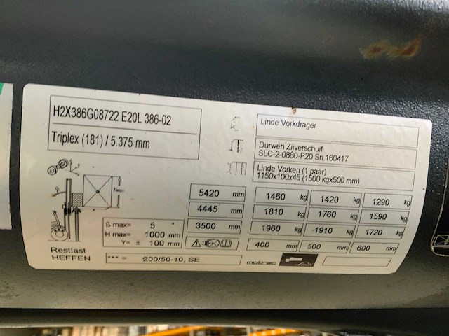 Linde e20l evo vorkheftruck - afbeelding 8 van  9