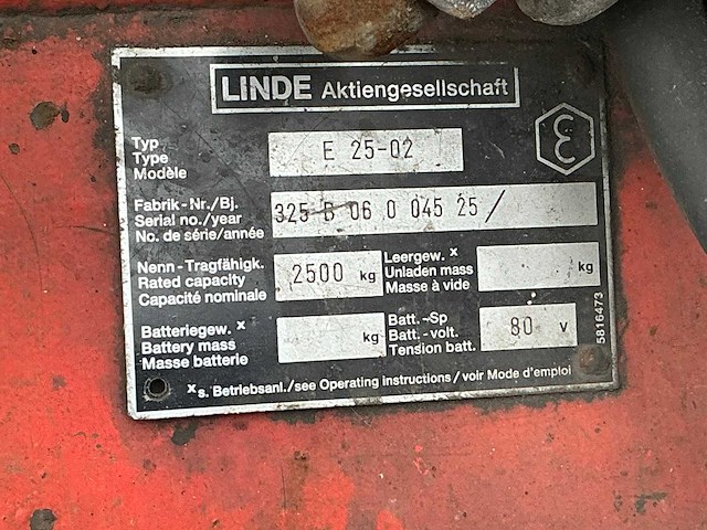 Linde e25-02 vorkheftruck - afbeelding 9 van  15