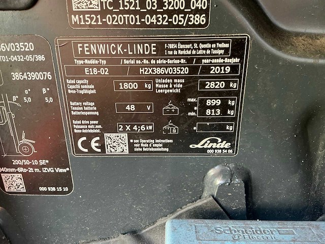 Linde fenwick e18evo vorkheftruck - afbeelding 8 van  12