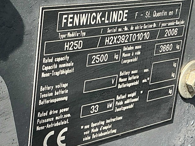 Linde h25d vorkheftruck - afbeelding 8 van  16